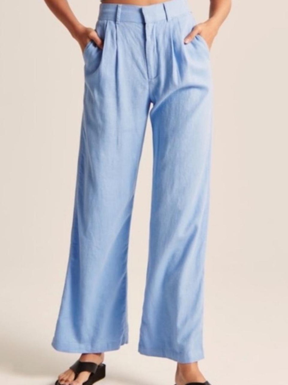 Light Blue Wide-Leg Women's Pants